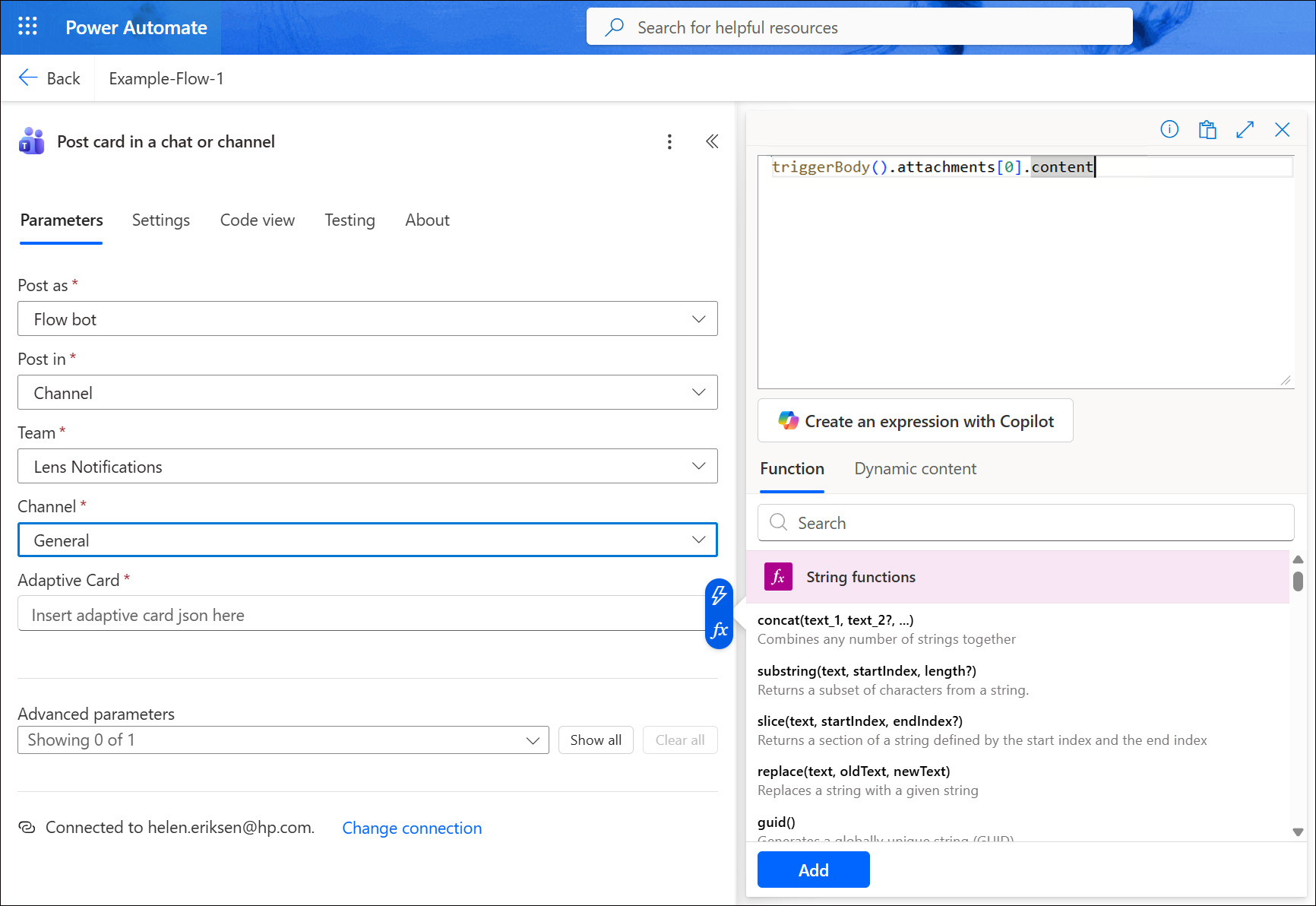 Power Automate - Post Card in a Chat or Channel - Adaptive Card